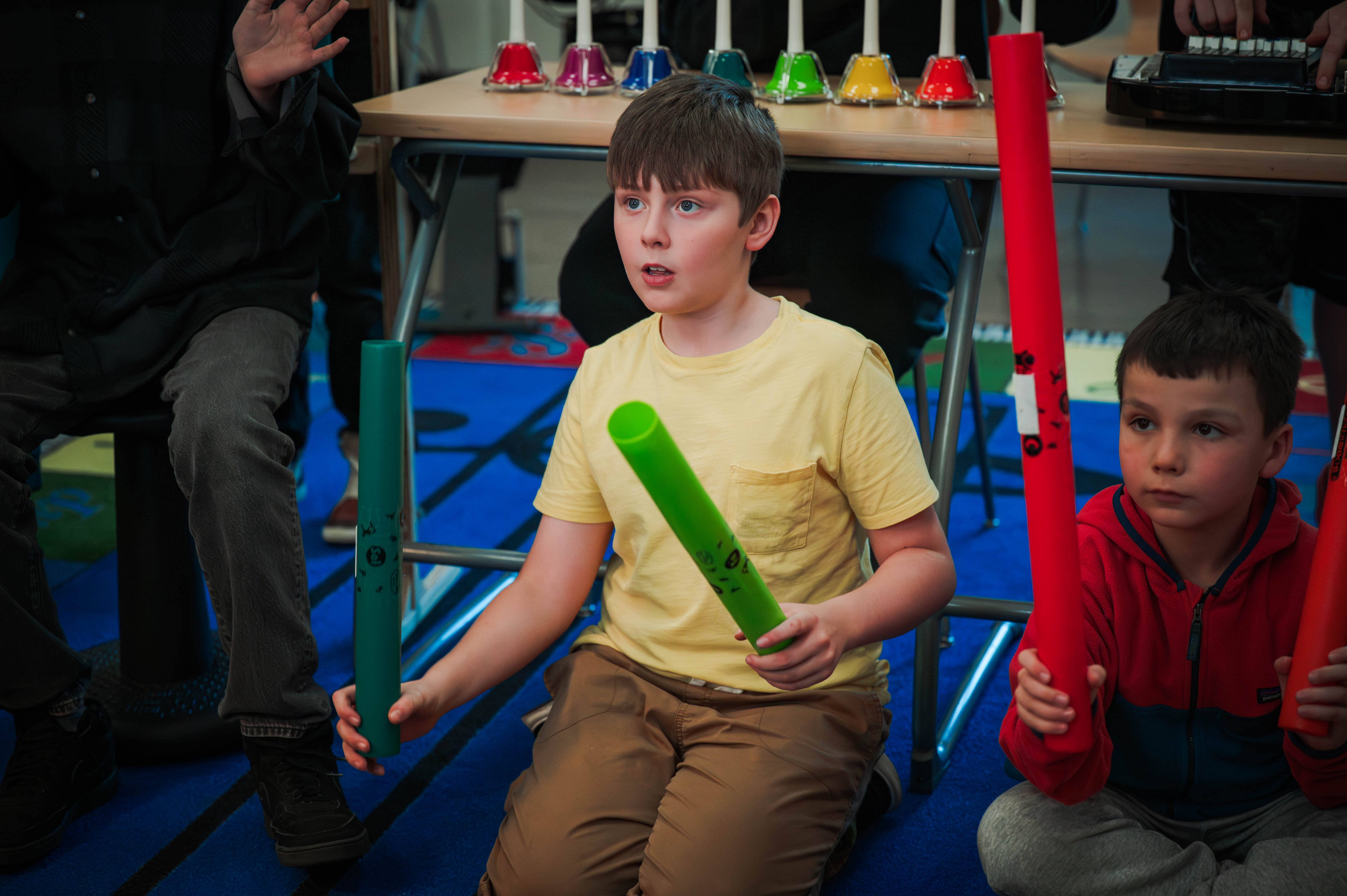 student playing instrument
