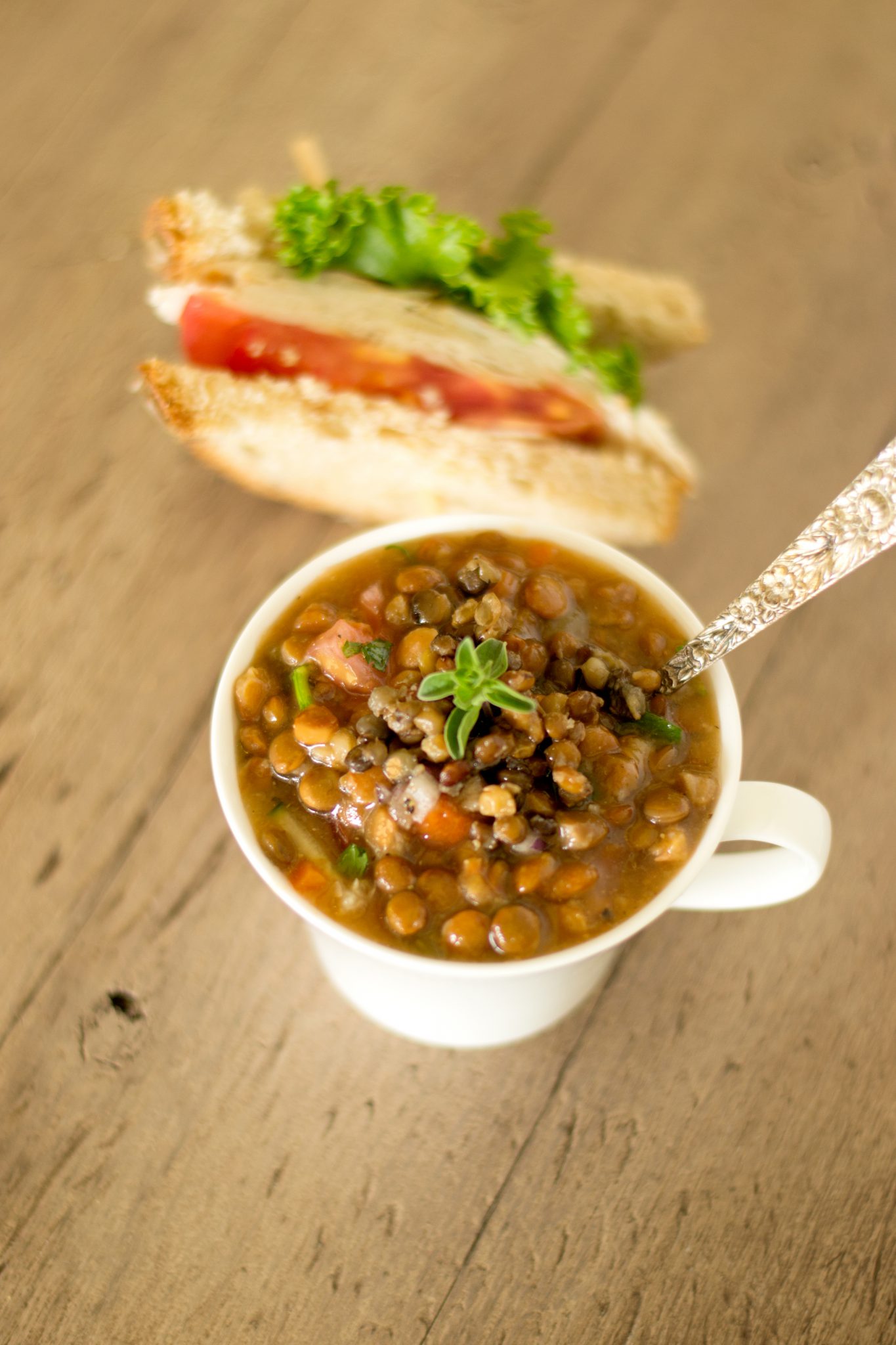 Turkey Sandwich with Lentil Soup