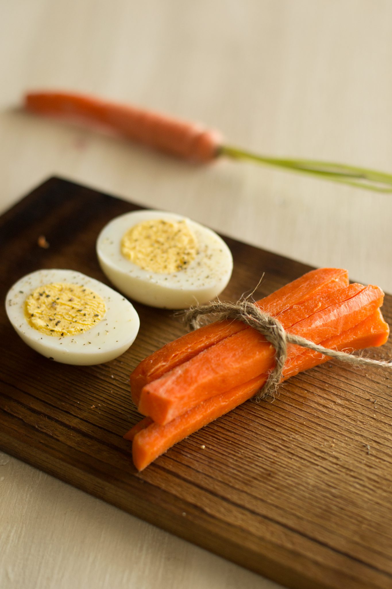 Hard-Boiled Egg with Baby Carrots