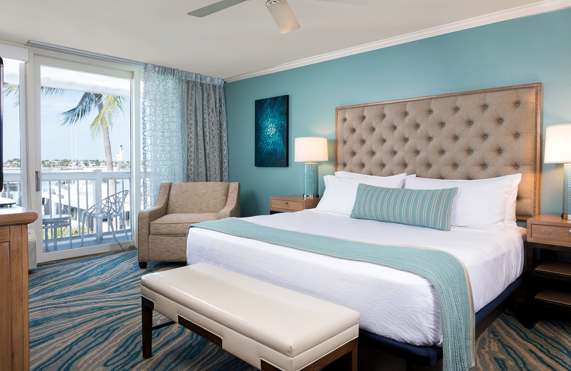 A large bed with two bedside tables