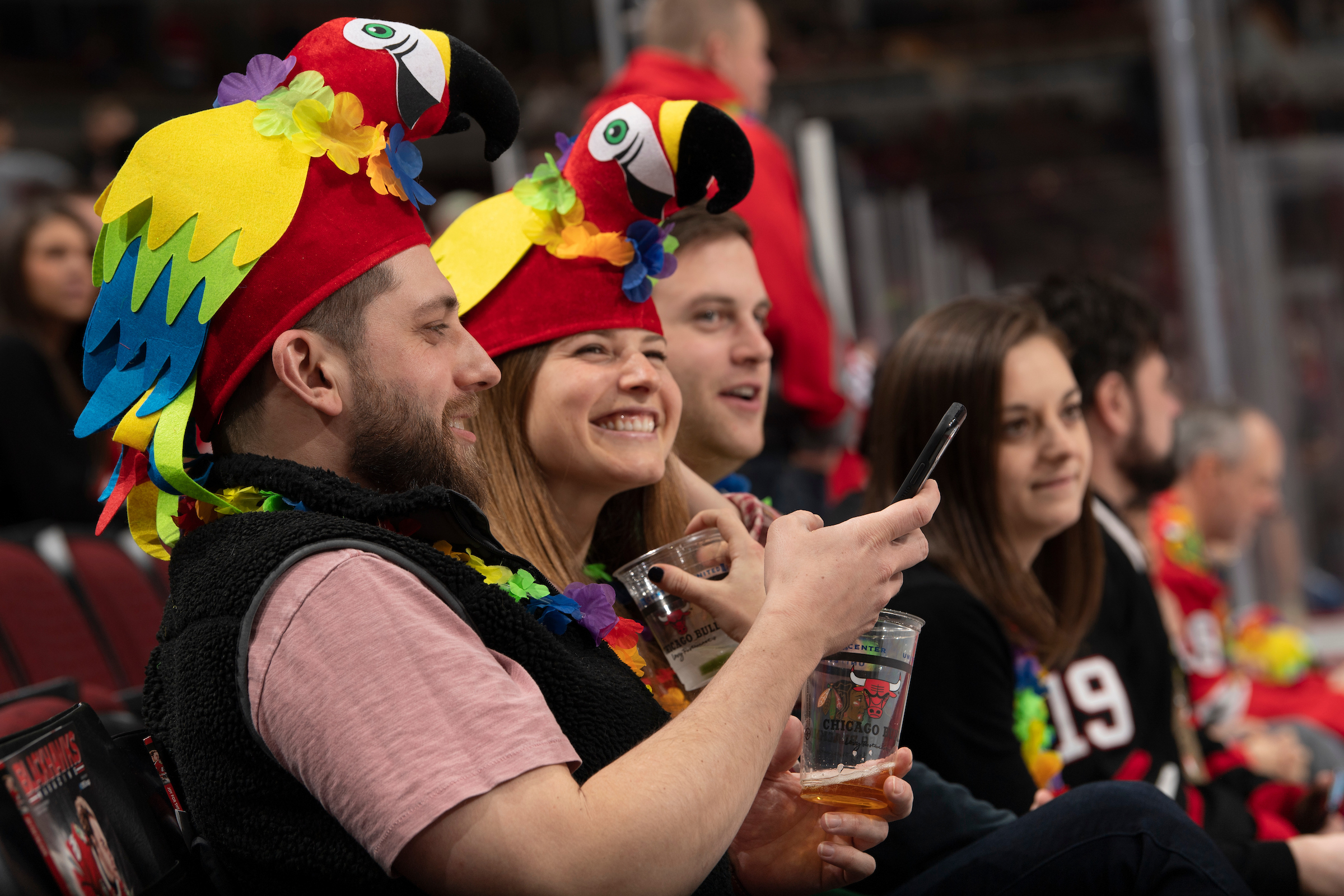 Fans at a Blackhawks Margaritaville Night event