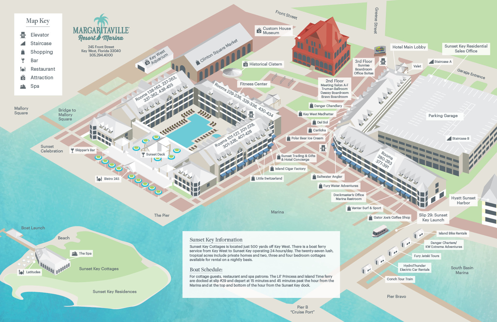 Margaritaville Beach House Key West Property Map