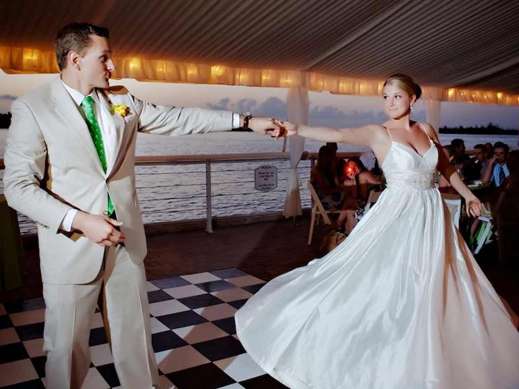 Dancing groom and bride