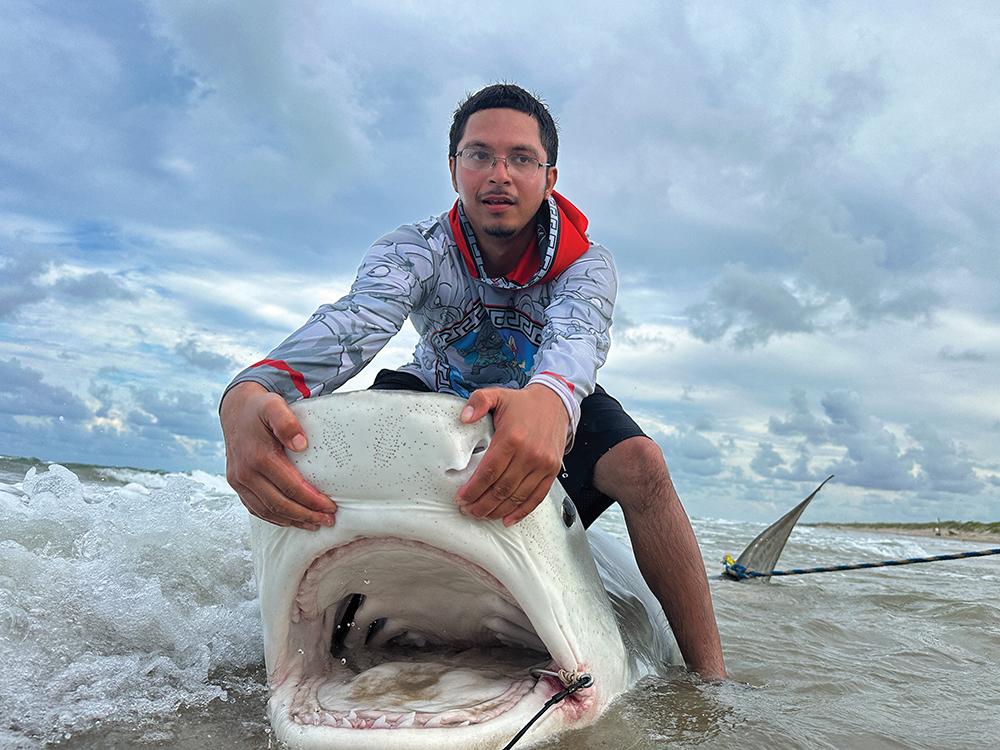 Valen Colunga with a recent tiger shark landing.
Big Shark Bliss