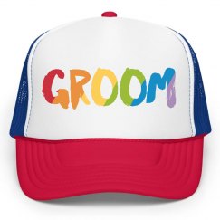 Rainbow Text Groom Truck Hat