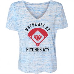 Ladies Flowy Slouchy V-Neck Tee