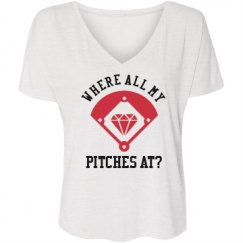 Ladies Flowy Slouchy V-Neck Tee