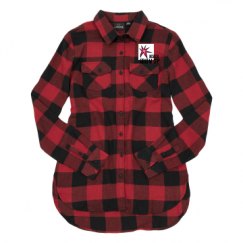 Ladies Long Sleeve Plaid Flannel Shirt