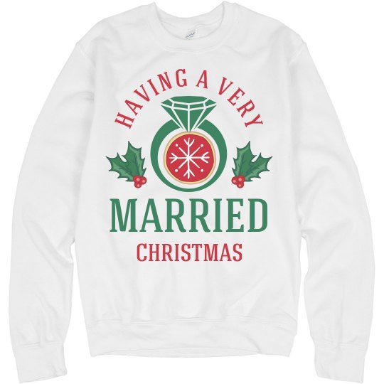 BridalPartyTees.com Custom Very Married First Christmas Couple - Unisex Gildan Crewneck Sweatshirt | Bachelorette White Tops | from Bridal Party Tees