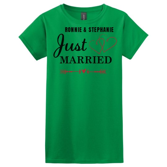 Just Married Shirt with Hearts