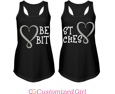 Best Bitches One Ladies Slim Fit Racerback Tank Top