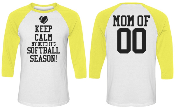 Funny Keep Calm Softball Mom Shirt With Number
