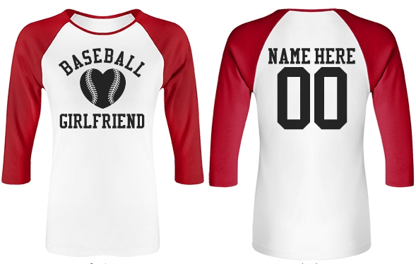 Baseball Girlfriend Tees With Custom Names and Numbers