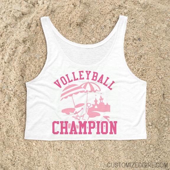 Volleyball Beach Champion Ladies Flowy Boxy Cropped Tank Top