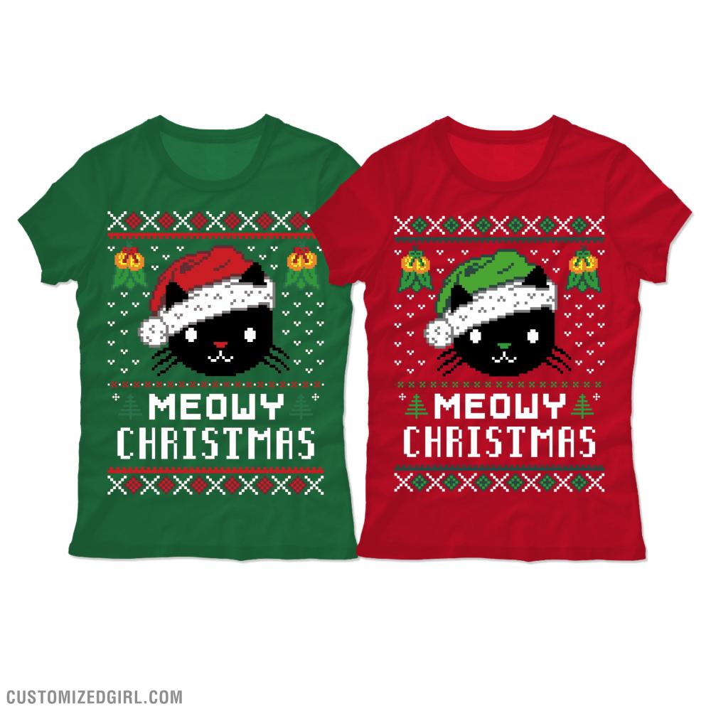 Meowy Christmas Red Shirt