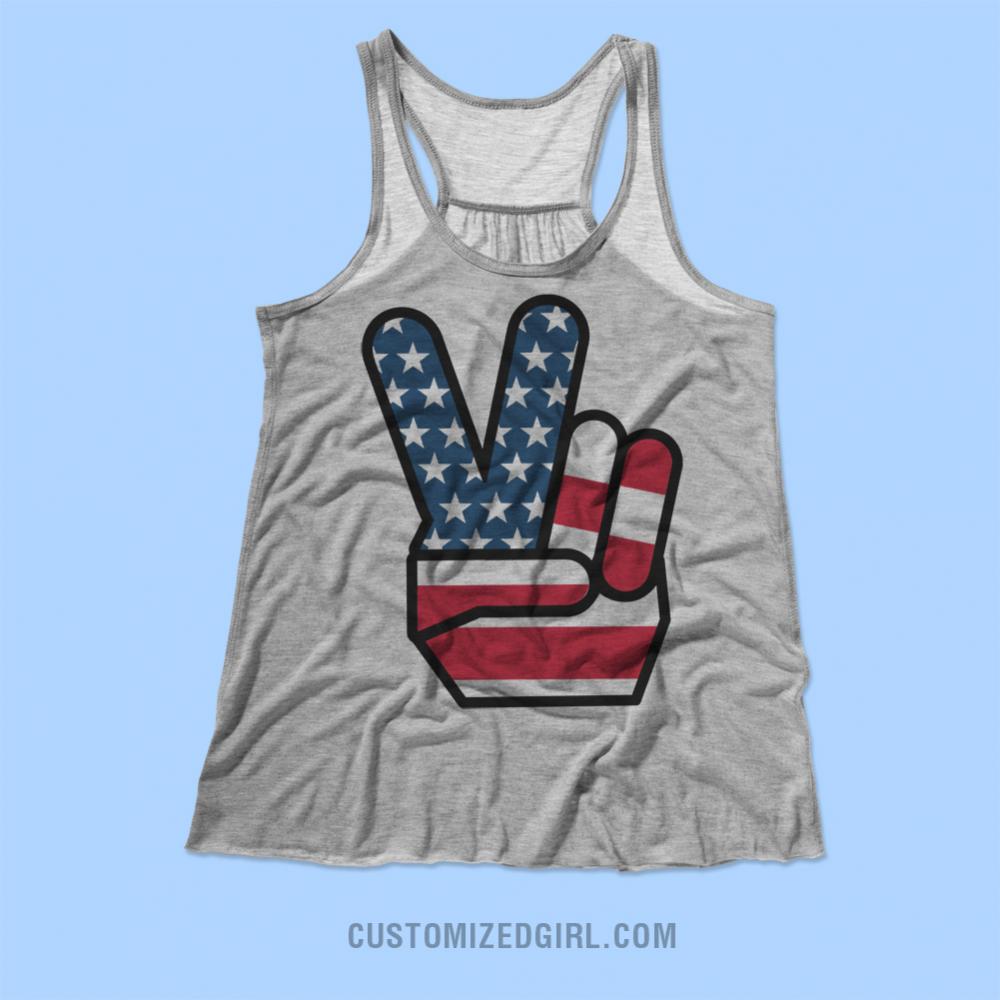 Fourth of July Peace Sign Tank