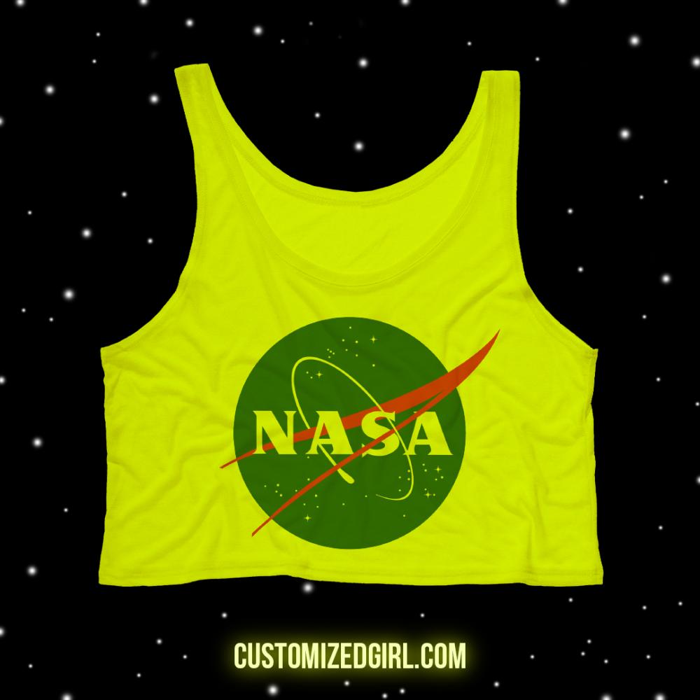 Neon Crop NASA Space Galaxy Tee