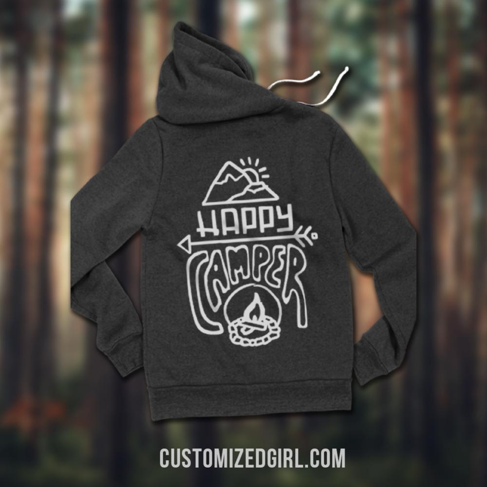 Cute Happy Camper Bonfire Camping Hoodie