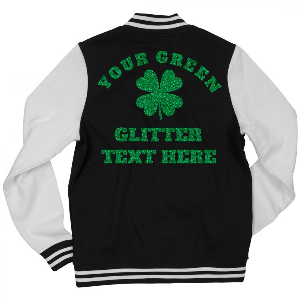 Custom Irish Glitter Shamrock Bomber
