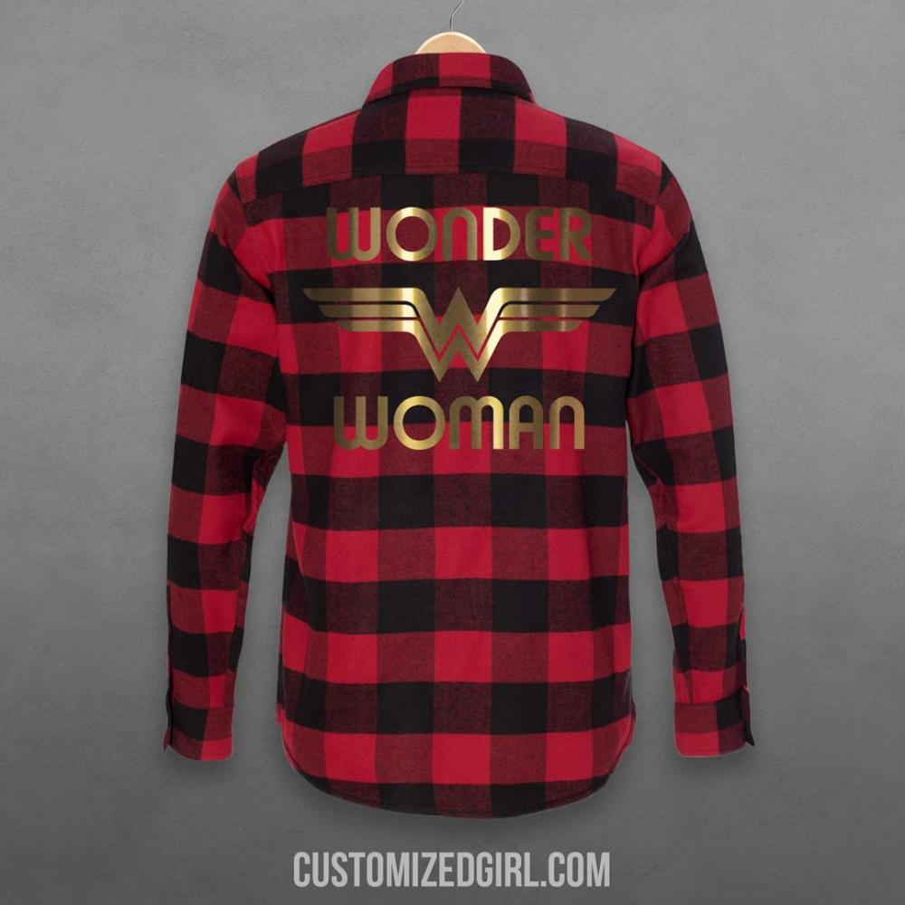 Gold Metallic Wonder Woman Flannel