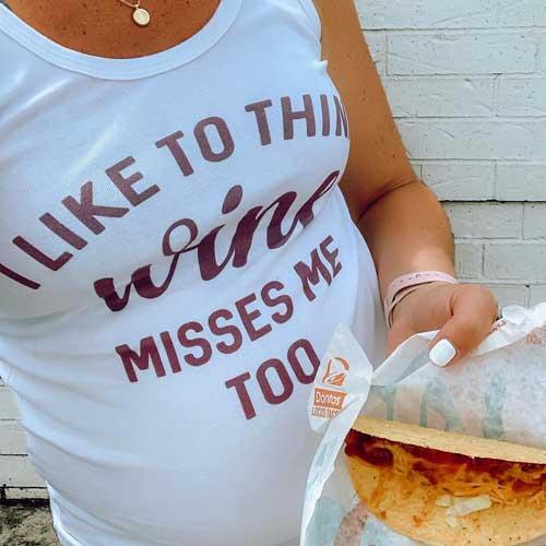 Funny Pregnancy Wine Misses Me Too