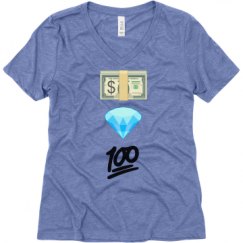 Ladies Relaxed Fit Super Soft Triblend V-Neck Tee