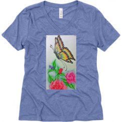 Ladies Relaxed Fit Super Soft Triblend V-Neck Tee