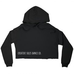Black Cropped Fleece Hoodie