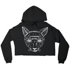 Cat logo crop hoodie