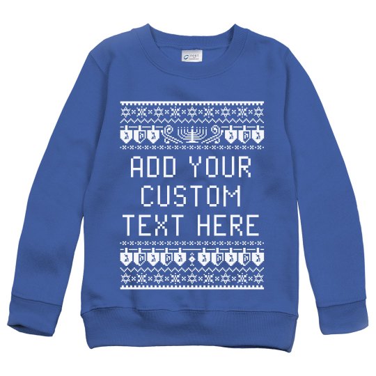 Custom Text Hanukkah Ugly Sweater Youth Heavy Blend Crewneck