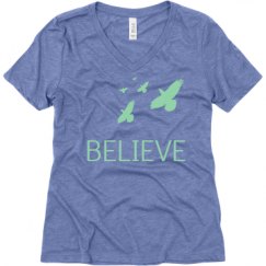 Ladies Relaxed Fit Super Soft Triblend V-Neck Tee