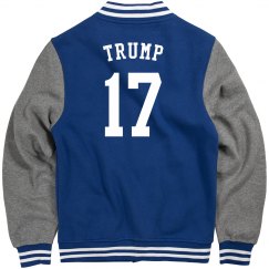 "Trump 17" Navy Blue Letterman Jacket
