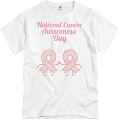 White tee w/cancer ribbon graphic 