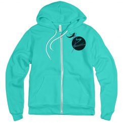Teal Full Zip Hoodie with Side Zeal Logo