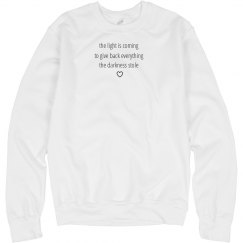 Ariana inspired "the light is coming ♡" white crewneck