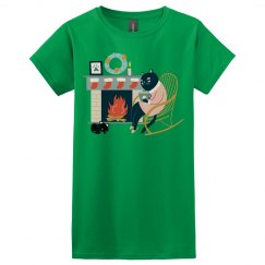 Christmas Black Cats Shirt: Fireplace