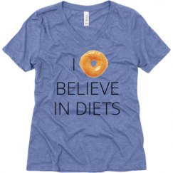 Ladies Relaxed Fit Super Soft Triblend V-Neck Tee