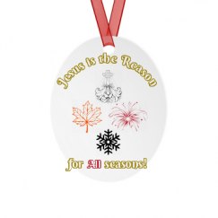 Metal Oval Christmas Ornament