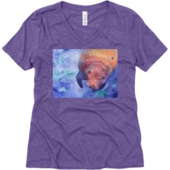 Ladies Relaxed Fit Super Soft Triblend V-Neck Tee