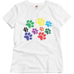 Multi-colored dog paws.