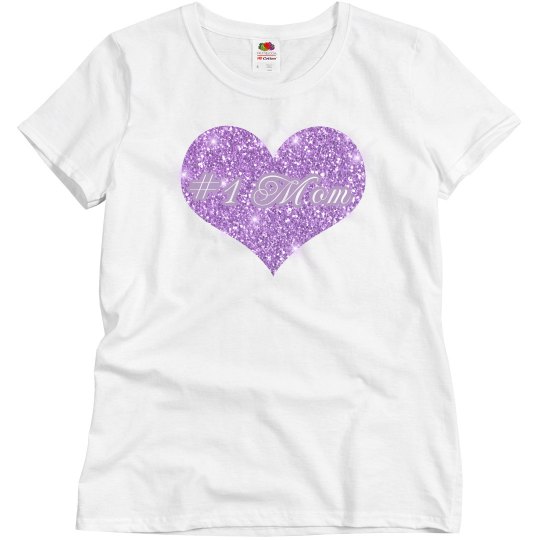 #1 Mom Heart Purple