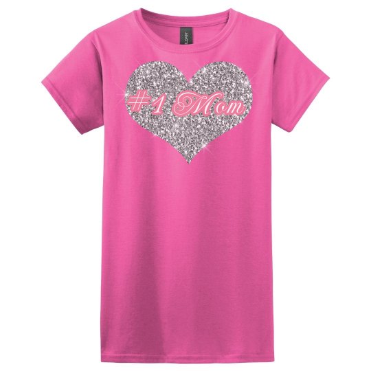 #1 Mom Silver Heart #1 Mom Silver Heart