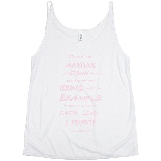 1 Timothy Be a Young Example Pink Words Plus Tank