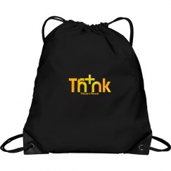 Think Positive Gold Glitter Cinch Bag