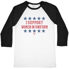 Support Women Baseball Tee Black