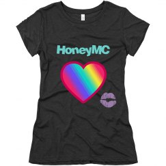 Rainbow heart kiss ladies tshirt