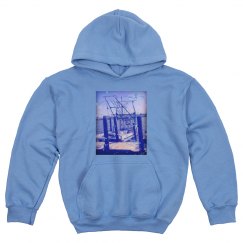 Kids unisex fishing boat hoodie