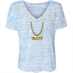Ladies Flowy Slouchy V-Neck Tee