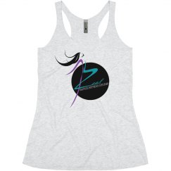Heather White Super Soft Razor Back Tank with Zeal Logo