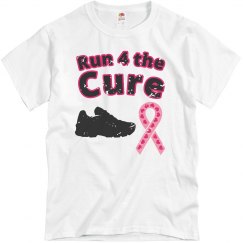 Run 4 the Cure! Pink Tee w/black & pink graphic 